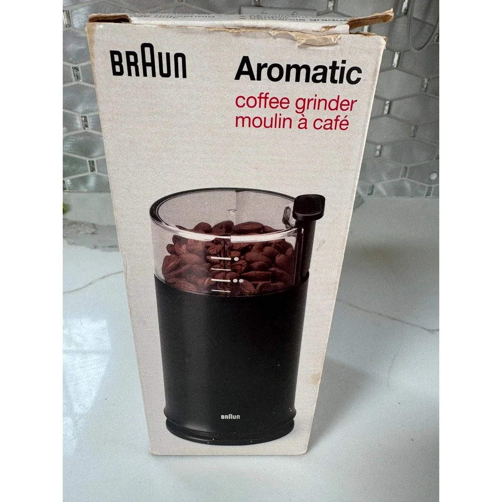 Vintage Braun Aromatic Coffee Grinder KSM2 Type 4041 Black Electric Blade Mill